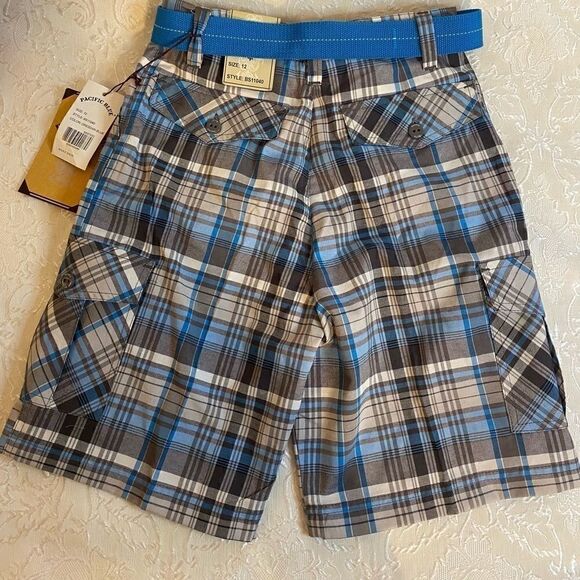 💦Pacific Blue Boys Plaid Fashion Shorts size:12 - Picture 2 of 9